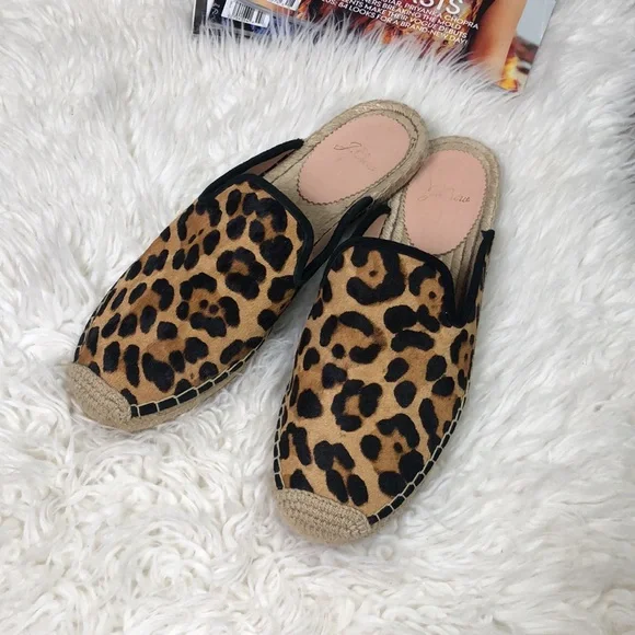 J Crew Calf Hair Leopard Slip On Espadrilles Mules Shoes Flats - Picture 3 of 13